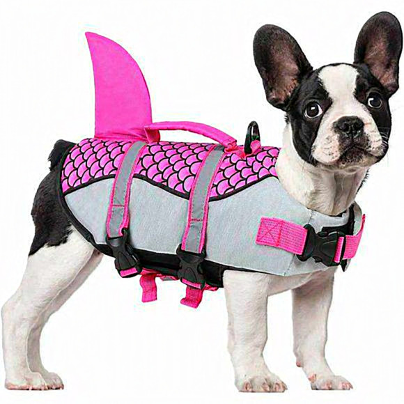 Pink‎ Shark Life Vest with Reflective Strip Ripstop Life Dog Jackets